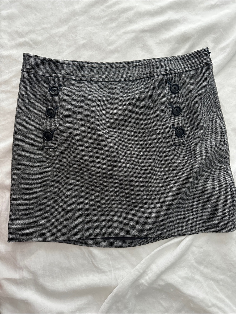 Banana Republic Charcoal Gray Button-Front Mini Skirt
